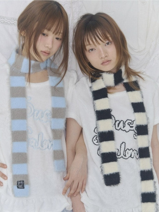 【FANCY X DUSTY】HUG STRIPE FUR MUFFLER / 【ファンシー X ダスティ】ハグストライプファーマフラー