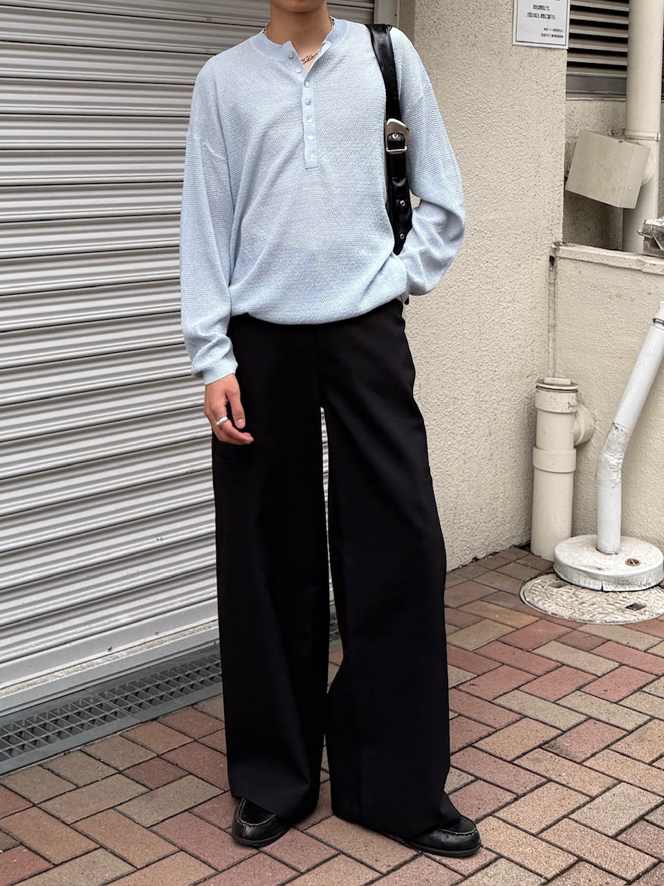 【Chikashitsu +】light touch henry neck knit / 【チカシツプラス】ライトタッチへンリーネックニット (3color)