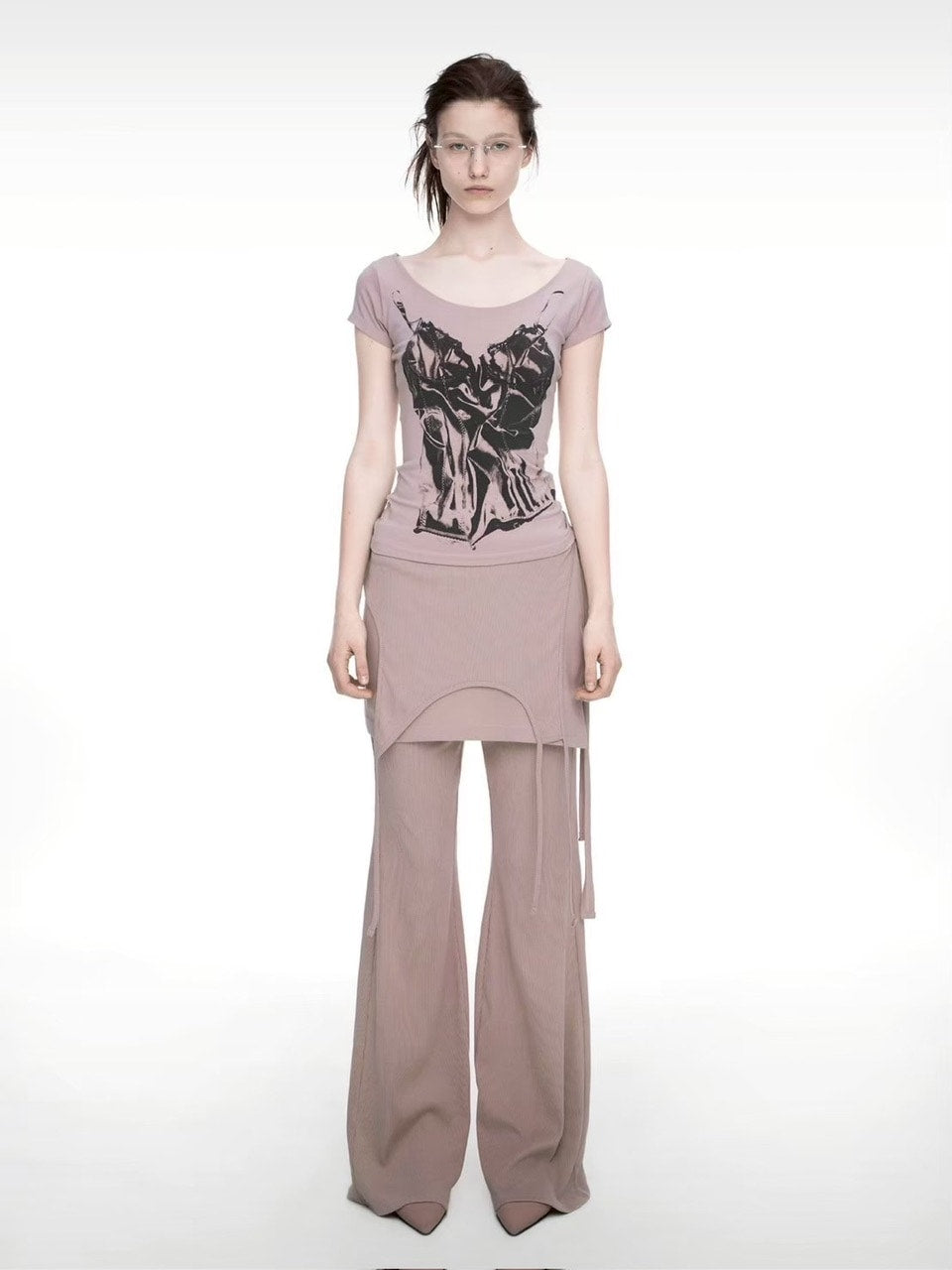 【NACHE】MIXED LAYERED SKIRT PANTS