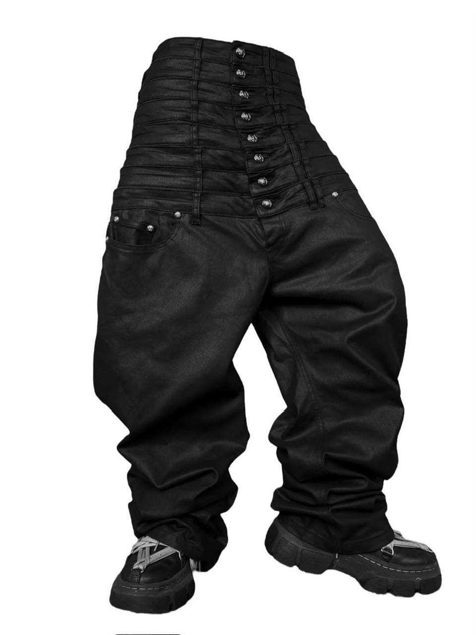 【UNIZ】8 Backs J-Cut Pants / 【ユニズ】ダーティーライクレイヤードバルーンデニムパンツ