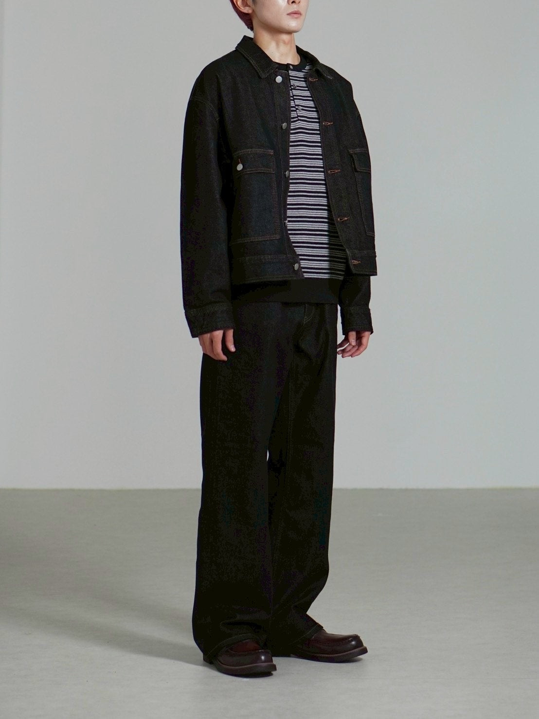 受注制【Chikashitsu +】semi wide rigid denim pants / 【チカシツプラス】セミワイドリジッドデニムパンツ (2color)