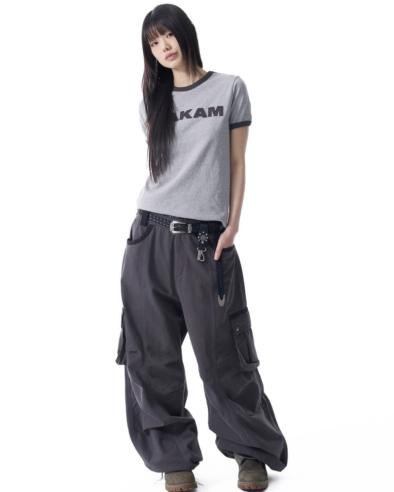 【AAKAM】Logo Patch Ringer Top