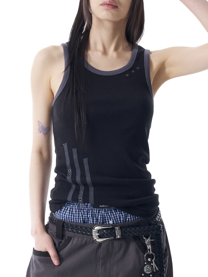 【AAKAM】3-Lined Eyelet Sleeveless