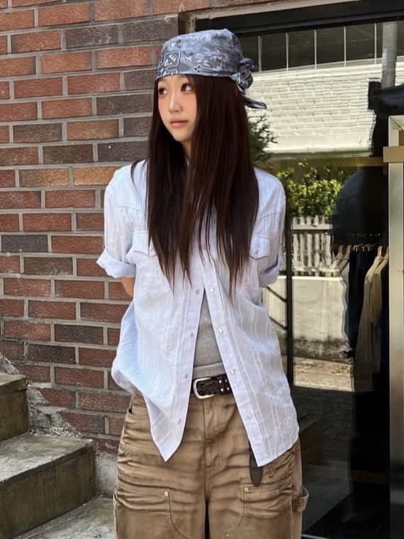 【AAKAM】X-Cross Printed Scarf