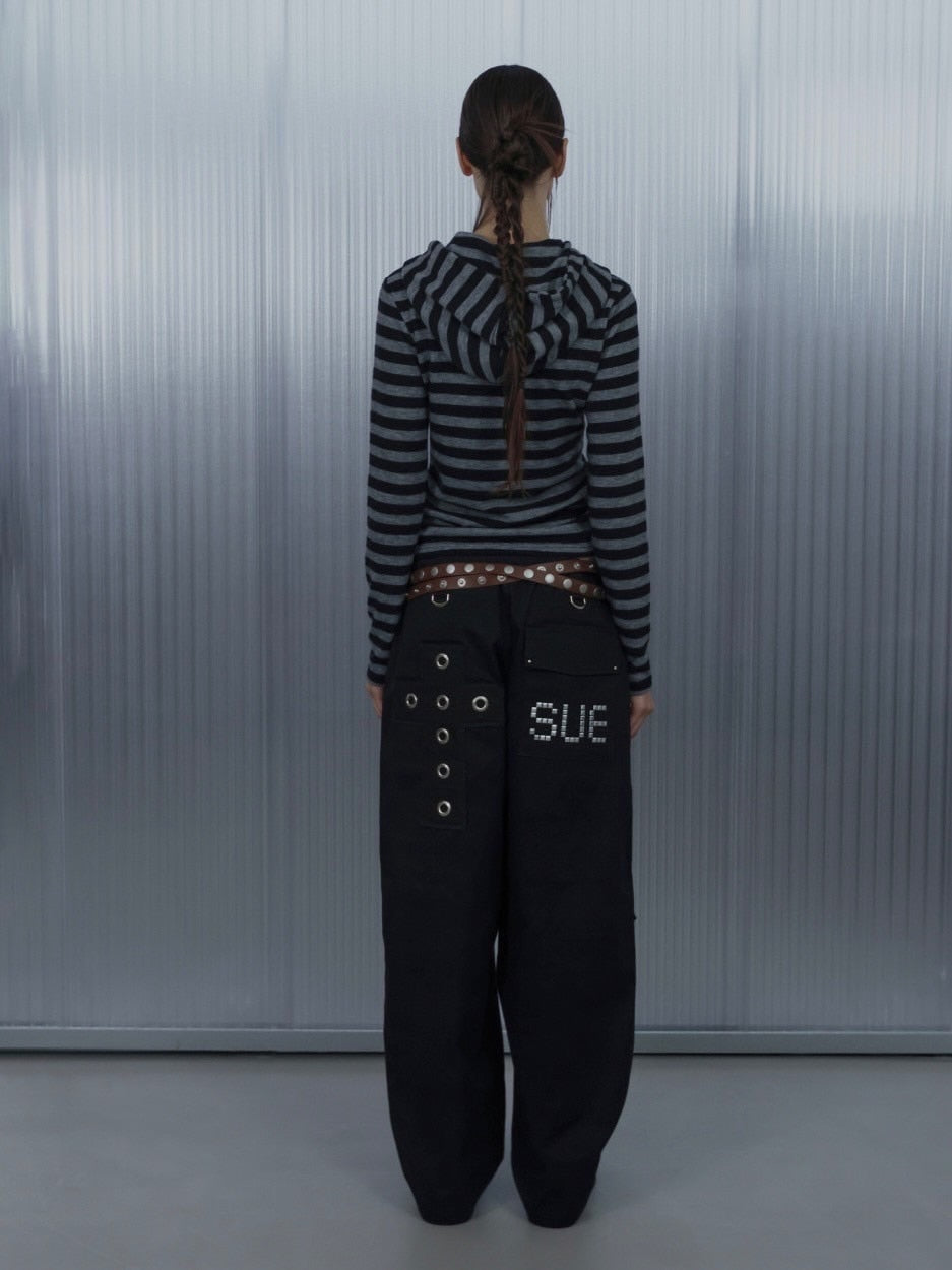 【SETUP‐EXE】BADGE STRIPE HOODED CARDIGAN / 【セットアップエグゼ】バッジストライプフードカーディガン