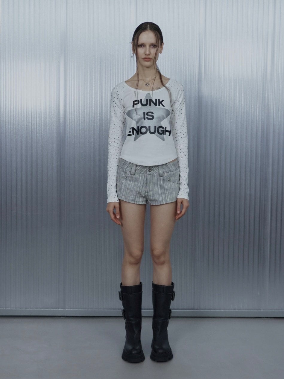 【SETUP‐EXE】STAR SLEEVE PUNK TOP / 【セットアップエグゼ】スタースリーブパンク長袖Ｔシャツ