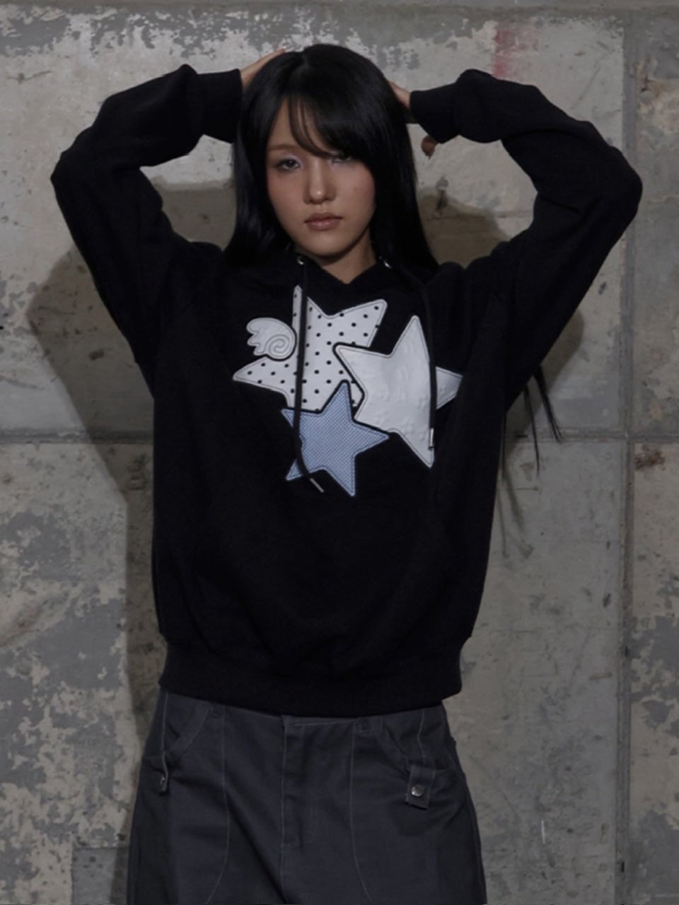 【FANCY CLUB】MIX STAR ANGEL PATCH HOODIE / 【ファンシークラブ】ミックススターエンジェルパッチパーカー