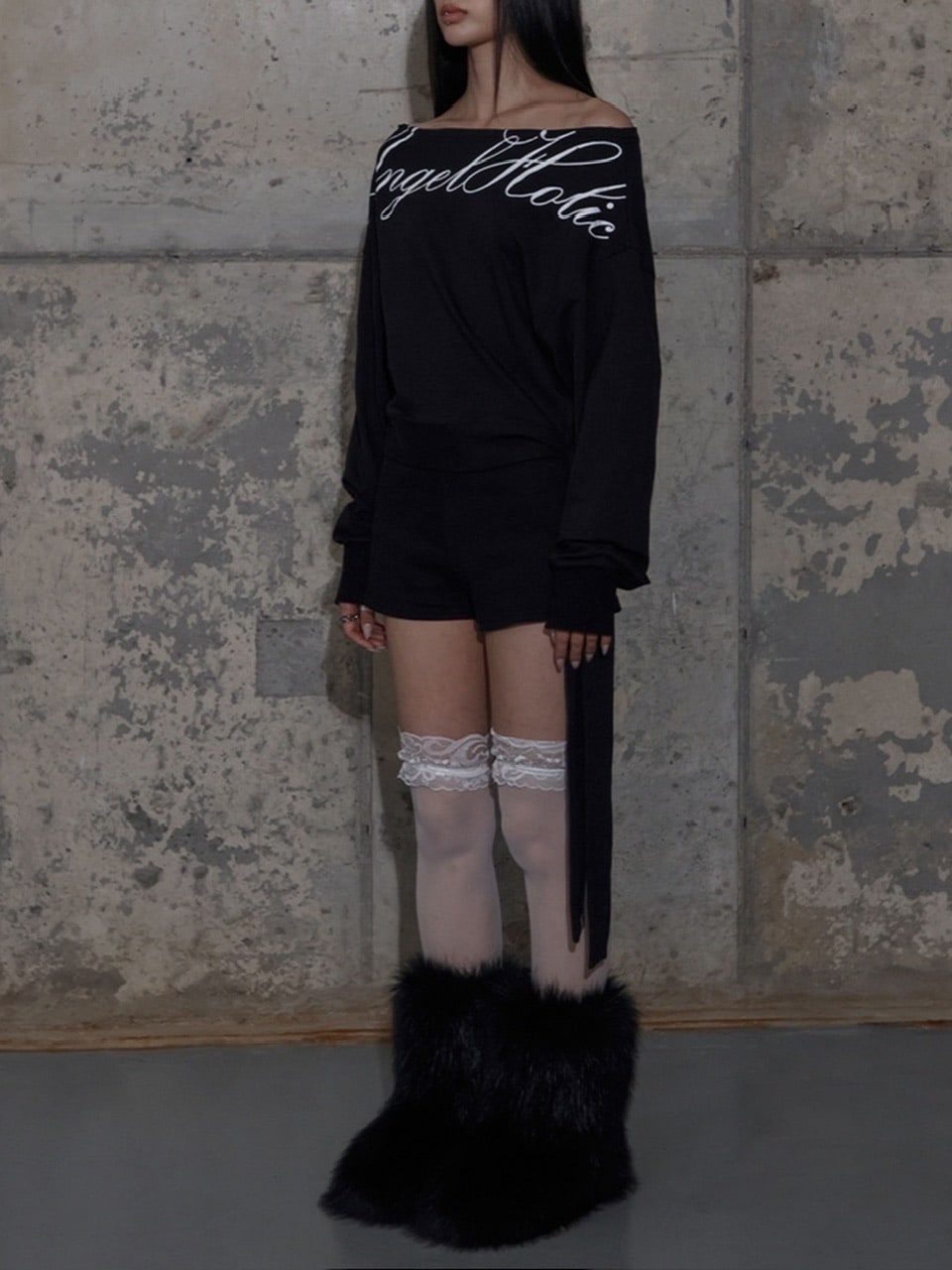 【FANCY CLUB】BOATNECK RIBBON TIE SWEATSHIRT / 【ファンシークラブ】ボートネックリボンタイスウェット長袖Ｔシャツ