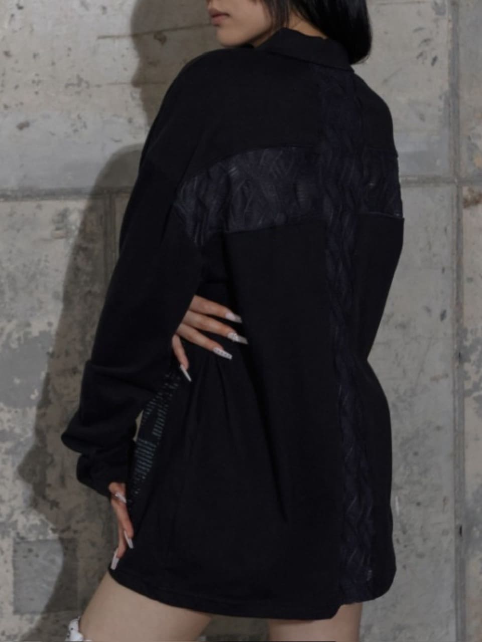 【FANCY CLUB】BACK CROSS OVER FIT COLLAR TEE / 【ファンシークラブ】バッククロスオーバーフィットカラー長袖Ｔシャツ