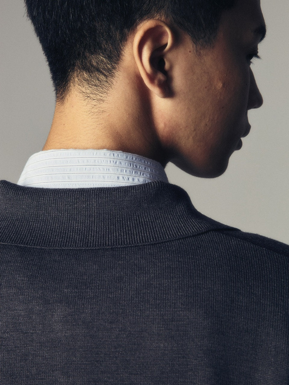 【CS】wool touch knit polo (charcoal) / 【シーエス】ウールタッチニットポロ