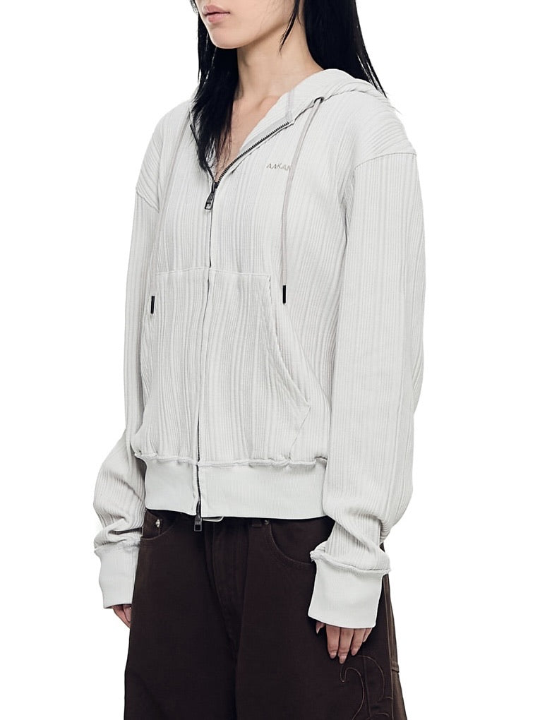 【AAKAM】Knitted Zip-Up Hoodie