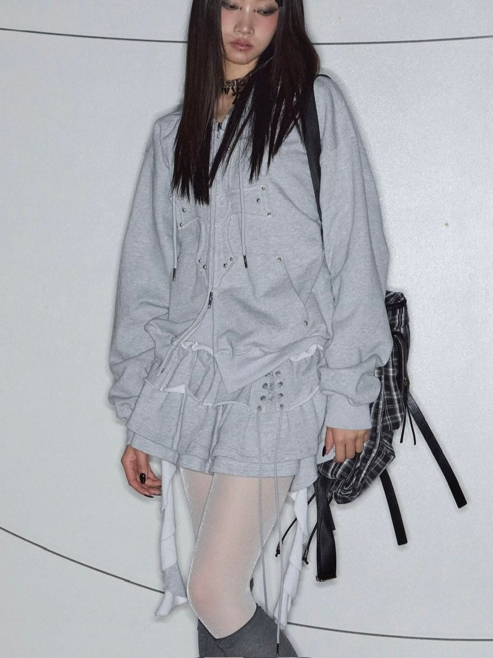 【NOT KNOWING】3 Tiered Lace-Up Ruffle Skirt / 【ノットノーイング】３ティアードレースアップラッフルスカート