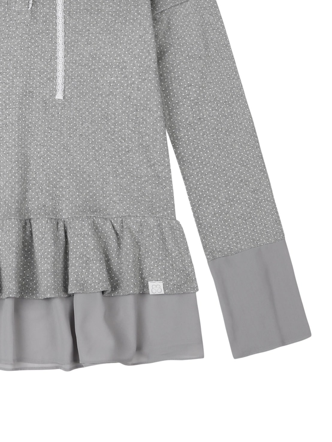 【TUOMIO】FRILL CHIFFON HOODIE / 【トゥオミオ】フリルシフォンフードパーカー