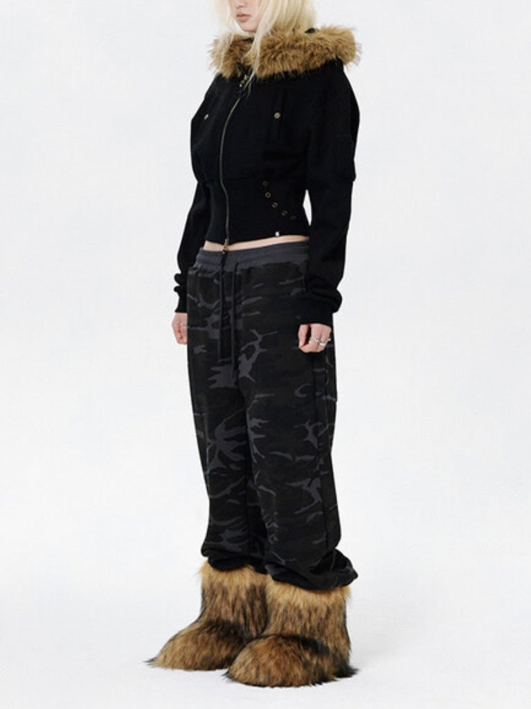 【runningHIGH】FUR ZIP UP HOODIE / 【ランニングハイ】ファージップアップパーカー