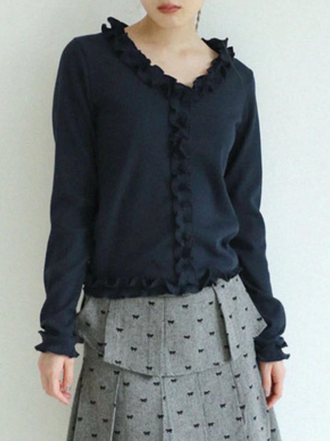 12/21 20:00 再販【Uglyshadow】RUFFLE RIBBED T-SHIRT