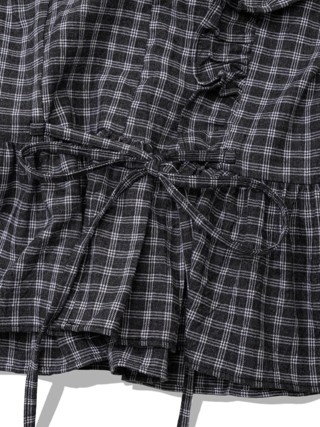 12/21 20:00 再販【Uglyshadow】BUTTON CHECK FRILL BLOUSE