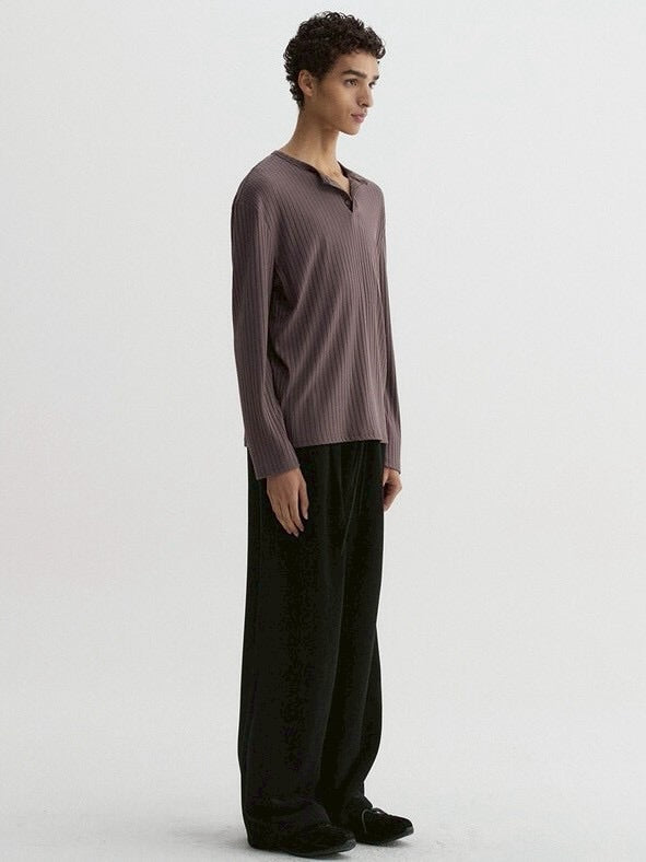 【DNSR】Ribbed Henley Long Sleeve