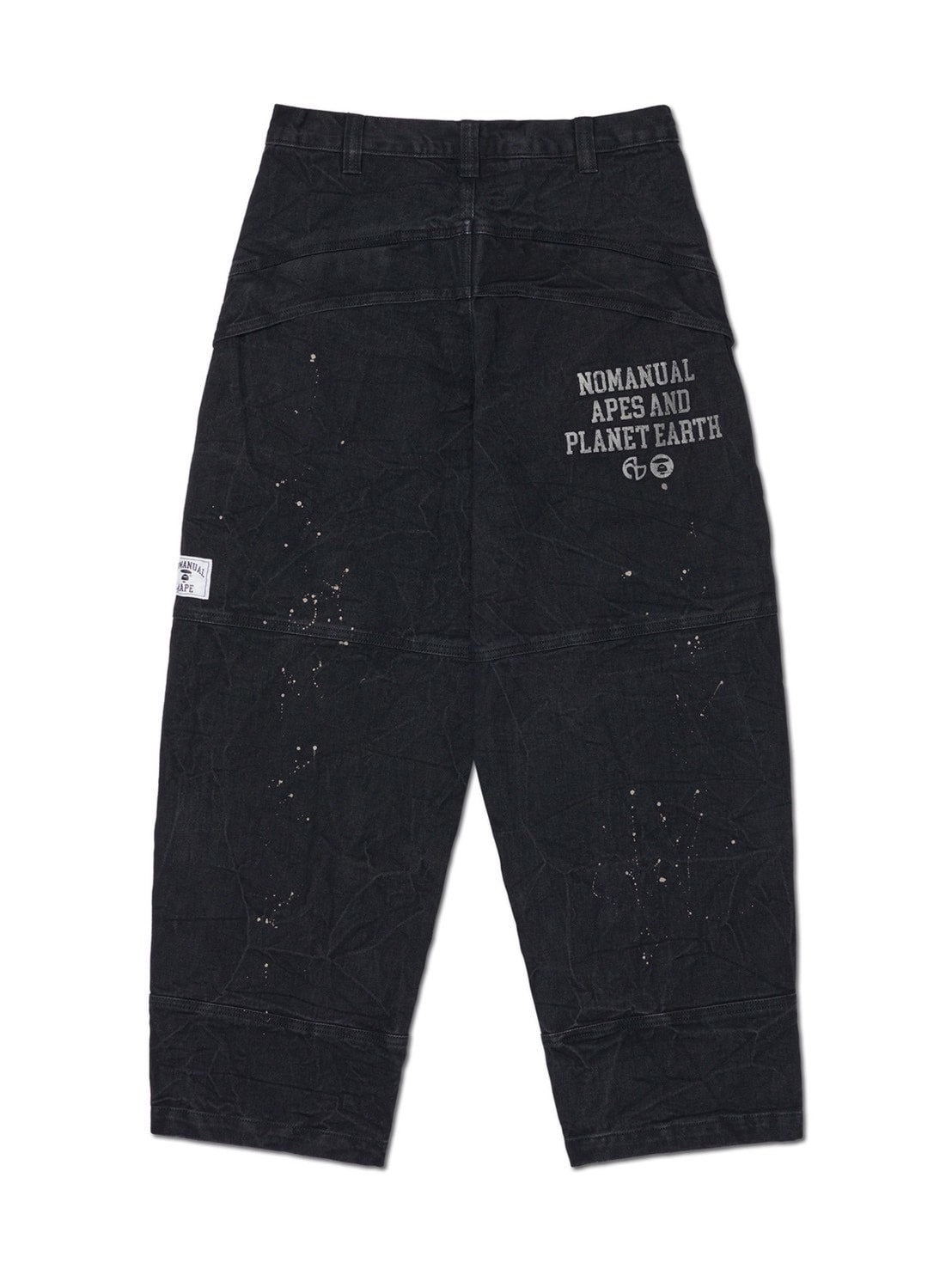 【AAPE X NOMANUAL】AAPE X NOMANUAL PAINTED DOUBLE KNEE DENIM PANTS