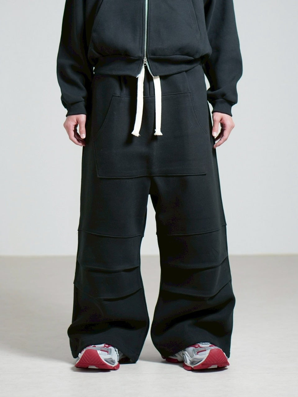 受注制【Chikashitsu +】heavy weight cotton design sweat pants / 【チカシツプラス】ヘビーウェイトコットンデザインスウェットパンツ (3color)