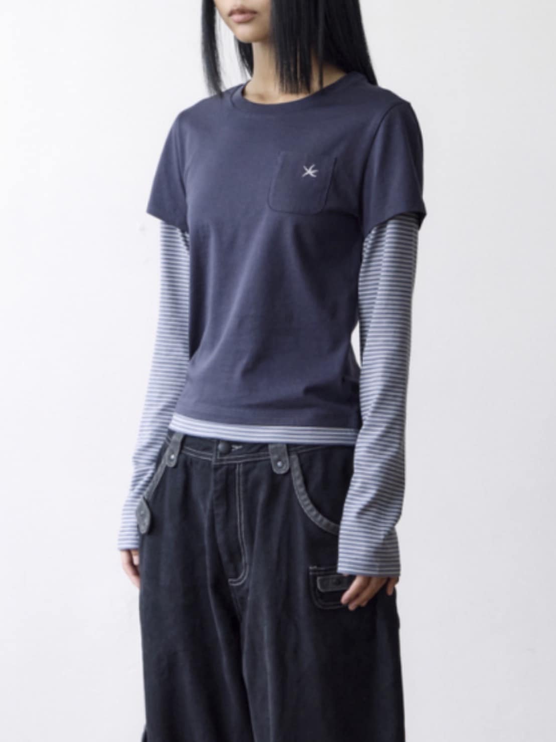 【THECOLDESTMOMENT】TCM stripe layered long sleeve