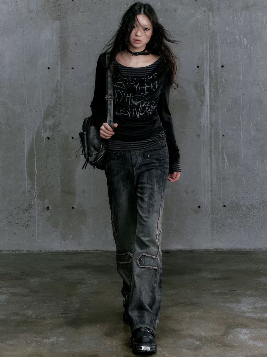 【Cest Nous】Border Patchwork T-Shirt