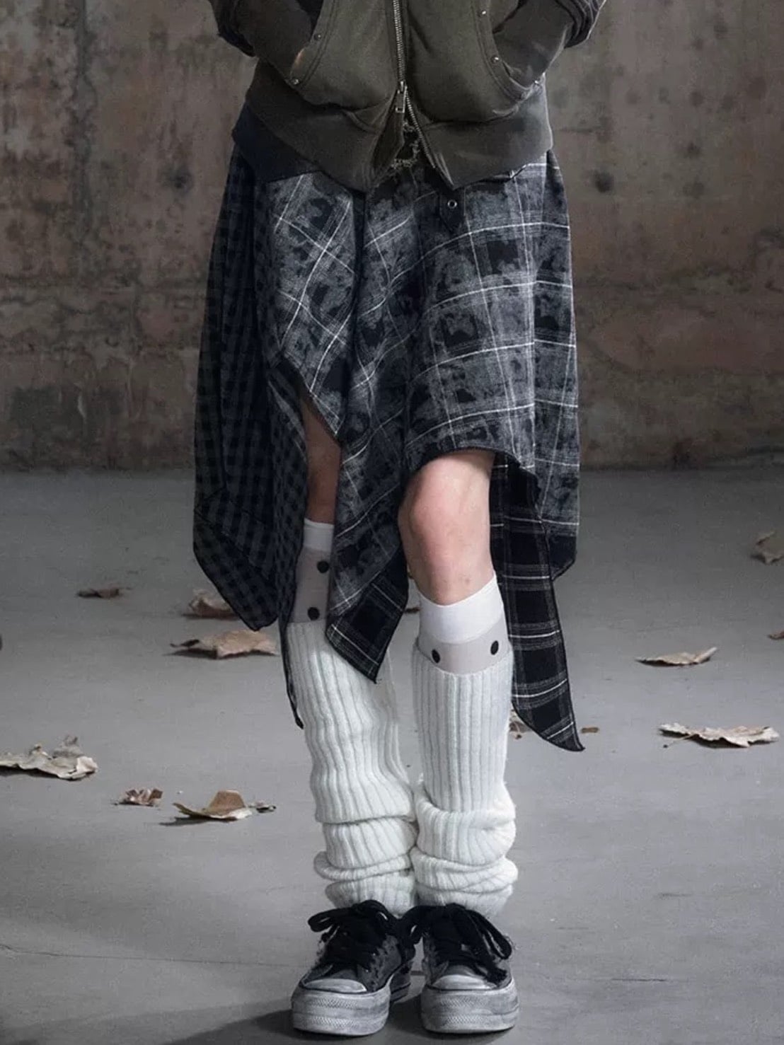 【Cest Nous】Belted Plaid Skirt / 【セヌー】ベルトアシンメトリースカート