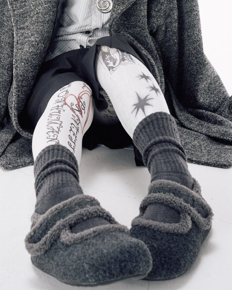 国際配送【Nerd out XU】fur mary jane flat shoes / 【ナードアウトエックスユー】ファーメリージェーンフラットシューズ (3color)