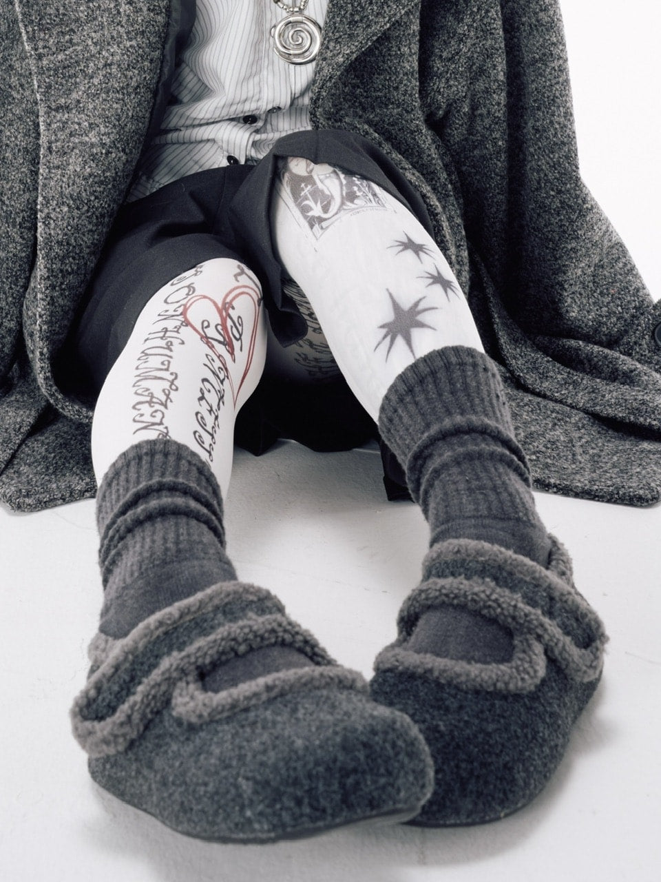 国際配送【Nerd out XU】fur mary jane flat shoes / 【ナードアウトエックスユー】ファーメリージェーンフラットシューズ (3color)