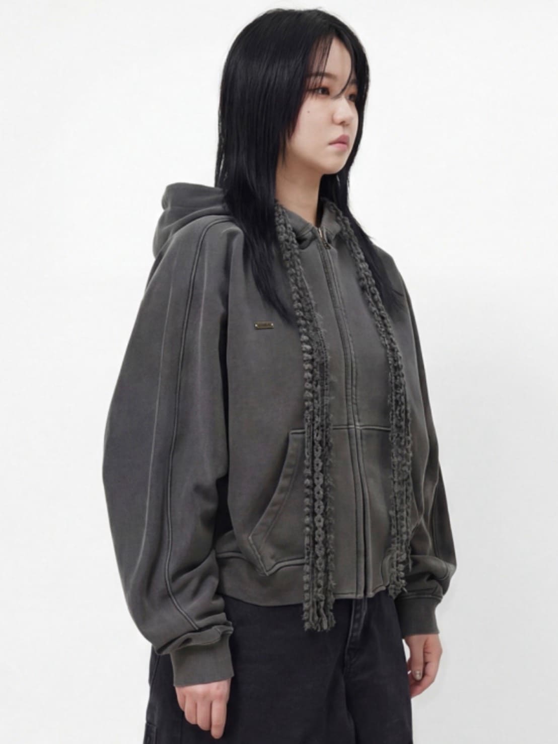 着画、物撮りまだ【AJOBYAJO】Laced Multi-Drawstring Zip-Up Hoodie