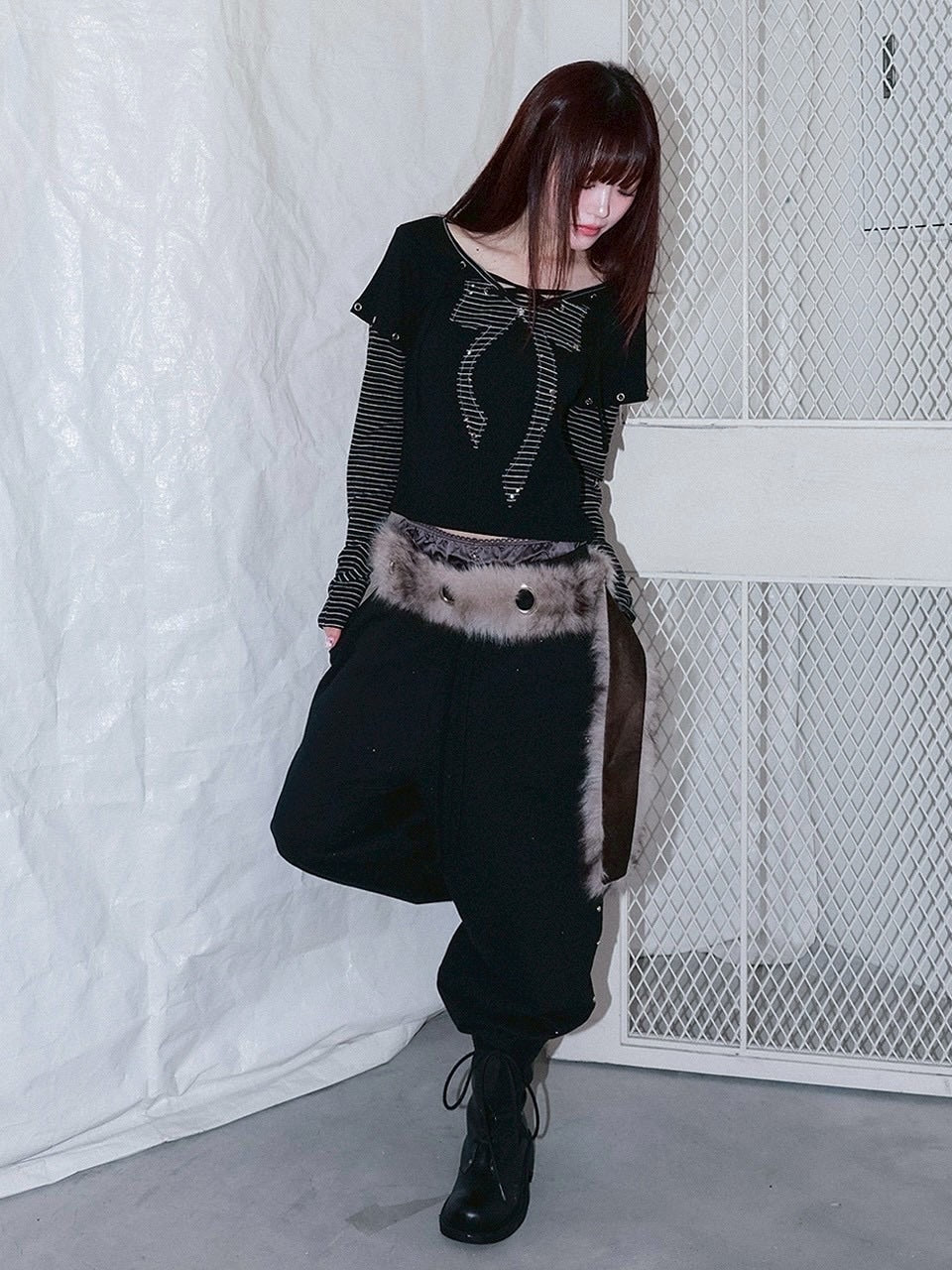 1/2 20:00発売【CHERRYQUIRI】punky bow layered tee