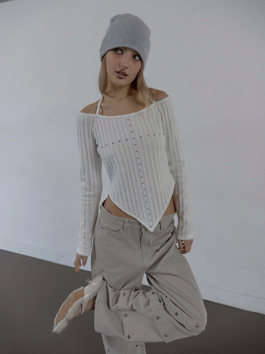 【SETUP‐EXE】WESTERN CROSS TOP / 【セットアップエグゼ】クロスオフショル長袖Tシャツ