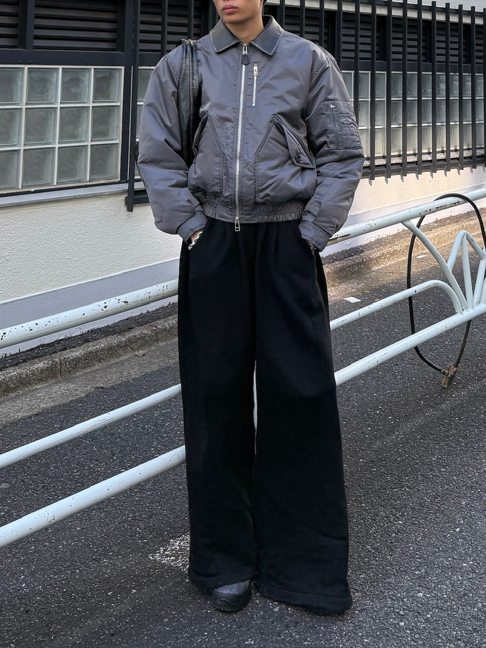 東京店WEB限定【Chikashitsu +】leather collar bomber jacket / 【チカシツプラス】レザーカラーボンバージャケット (2color)