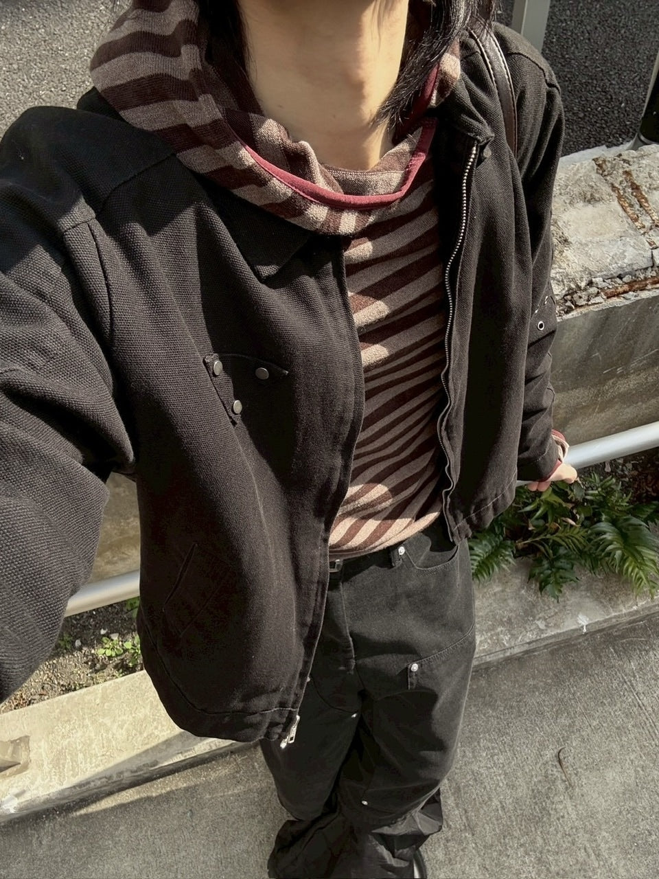 受注制【youll】asymmetry border henley hoodie (2color)