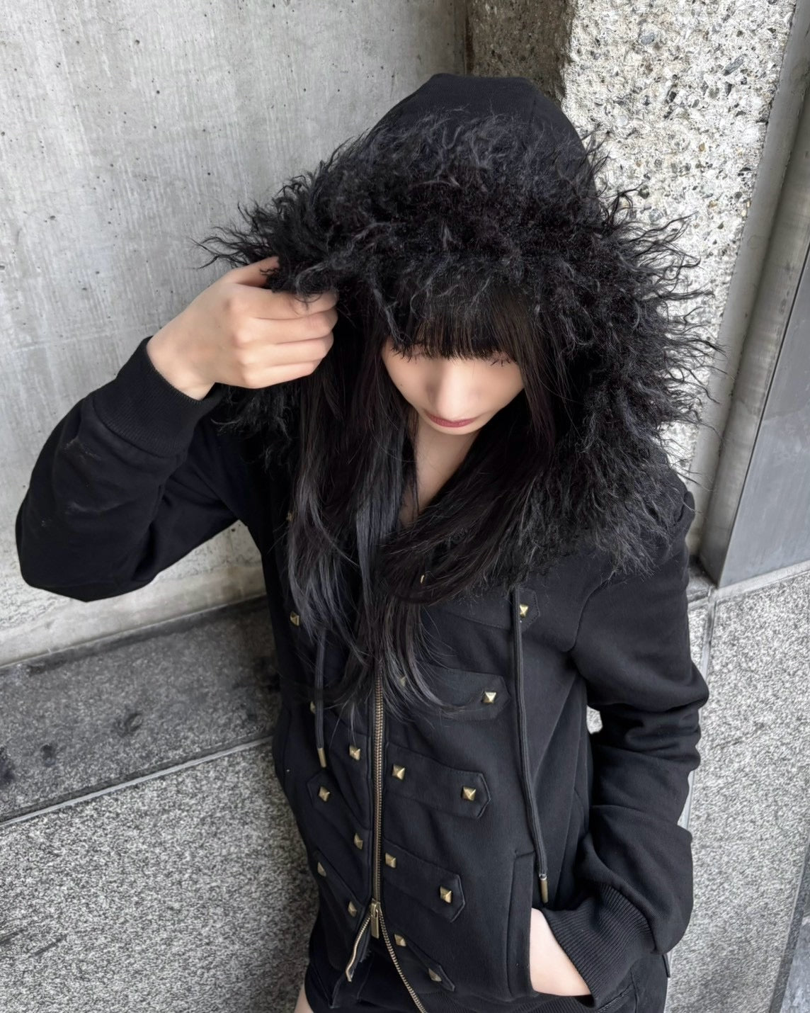 国際配送【Never mind the XU】Studded Napoleon Zip Hoodie
