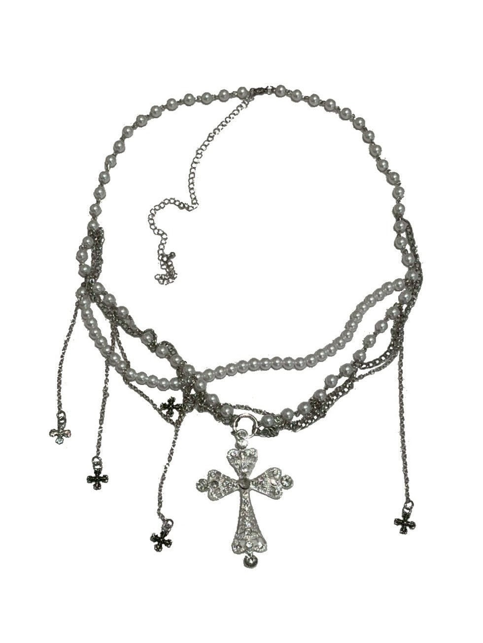 7/11 20:00発売　国際配送【BABY09】cross pearl waist chain (2color)
