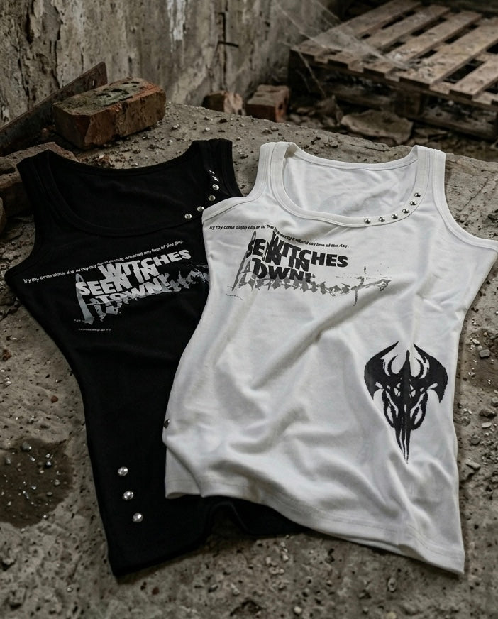 国際配送【Never mind the XU】slim fit studs sleeveless (2color)