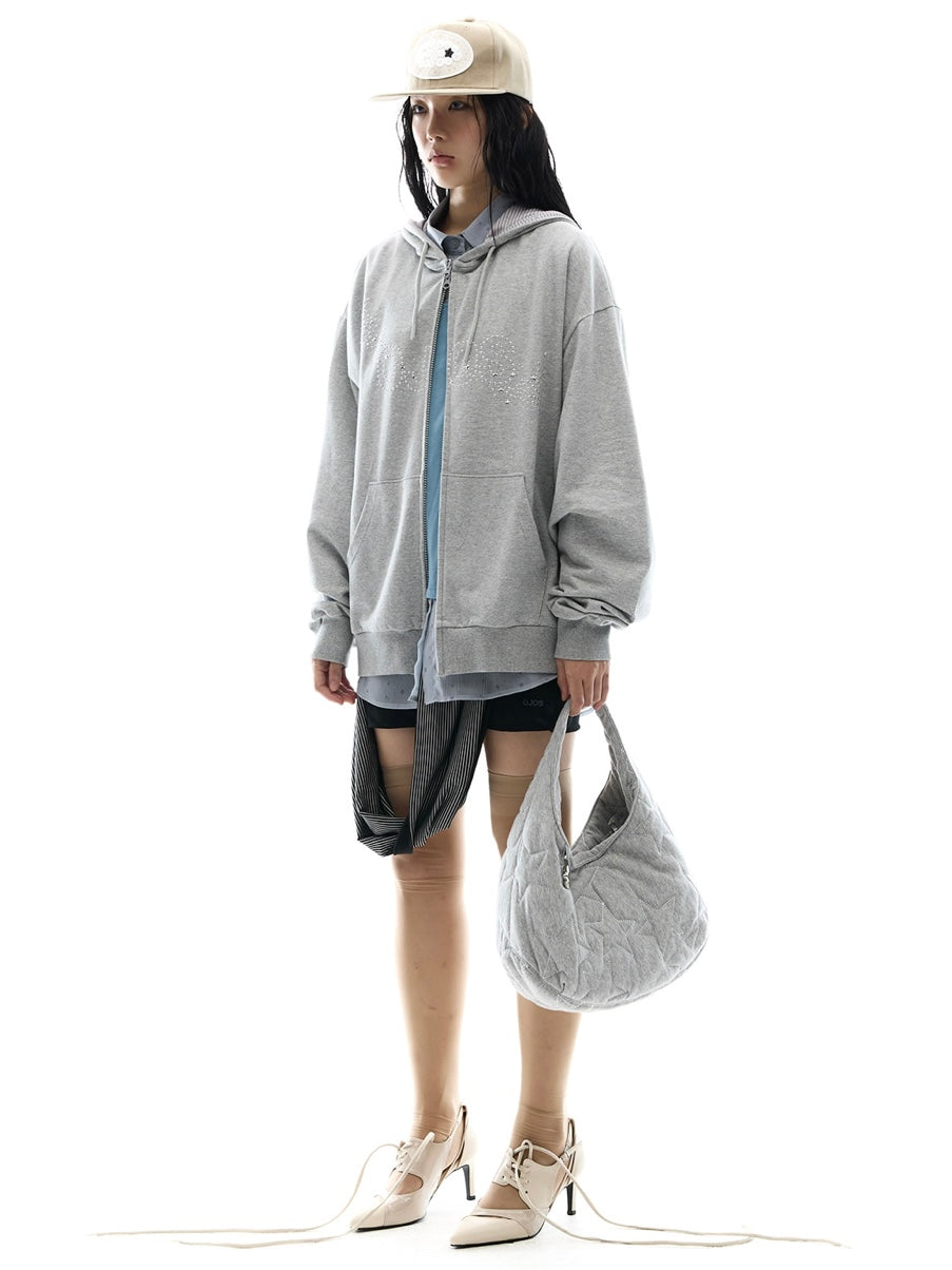 【OJOS】Hotfix Logo Hoodie Zip-up