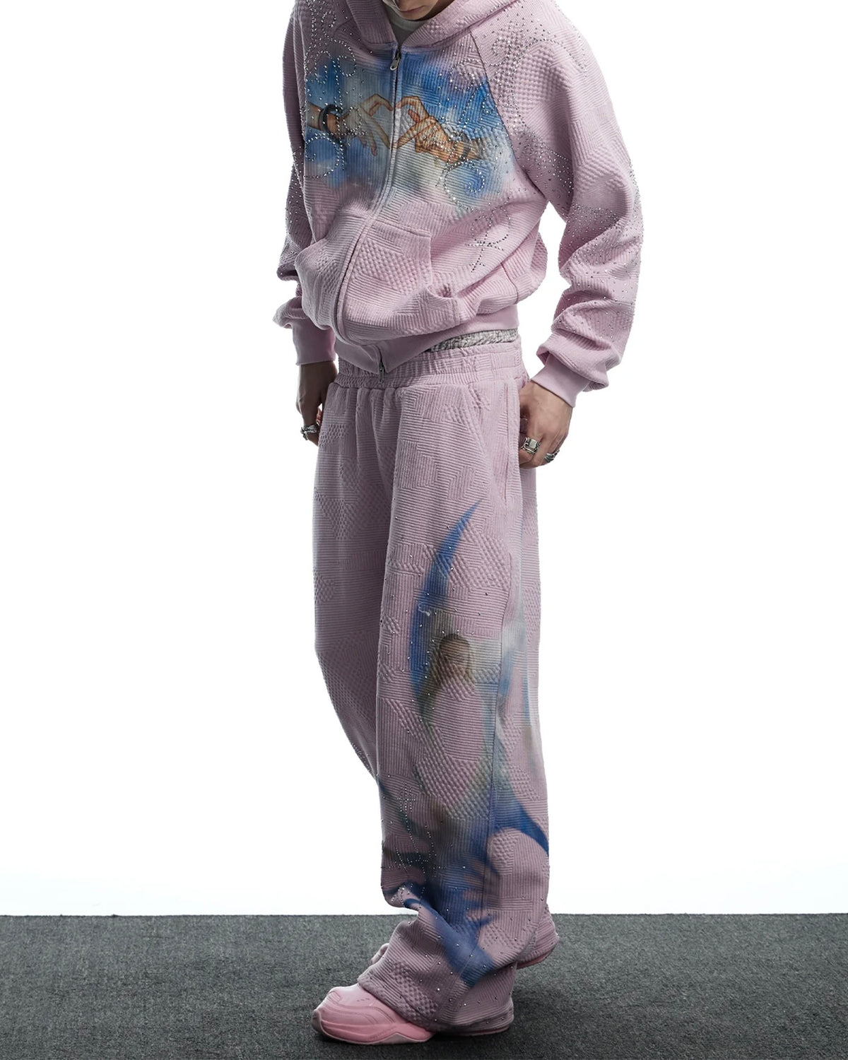 【DND4DES】Virgin Mary Rhinestone Double Waist Sweatpants