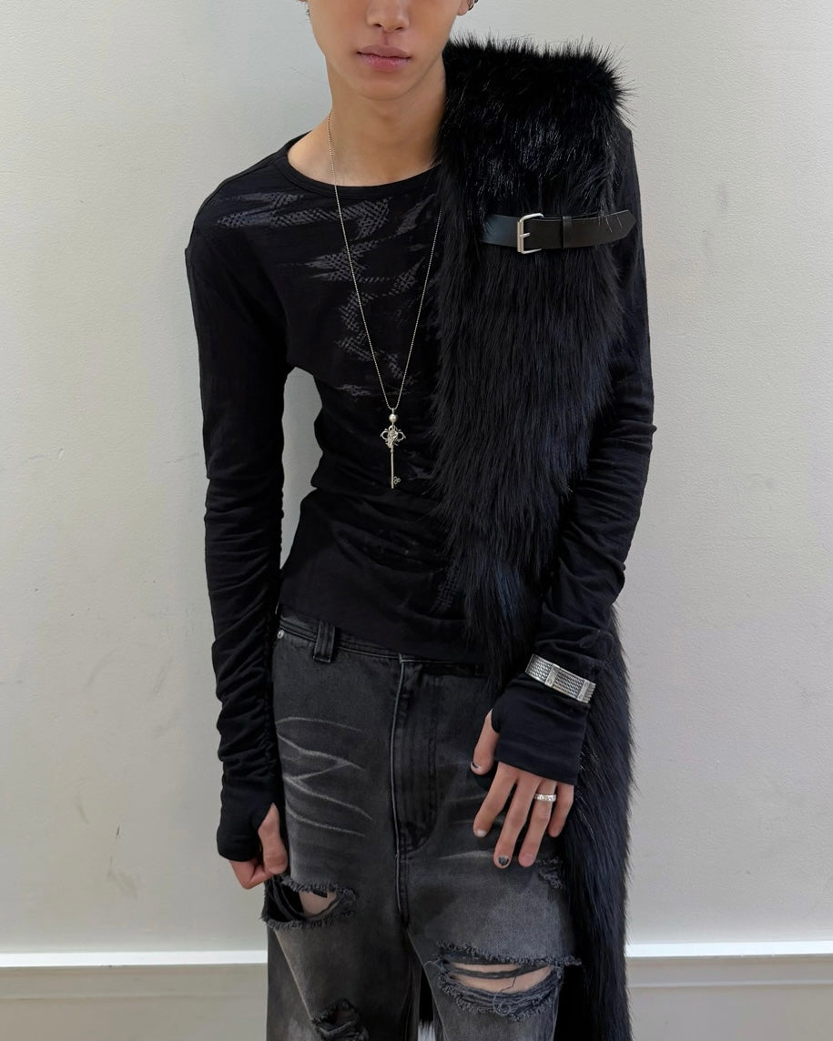 【LECYTO】Buckle Hairy Fur Muffler