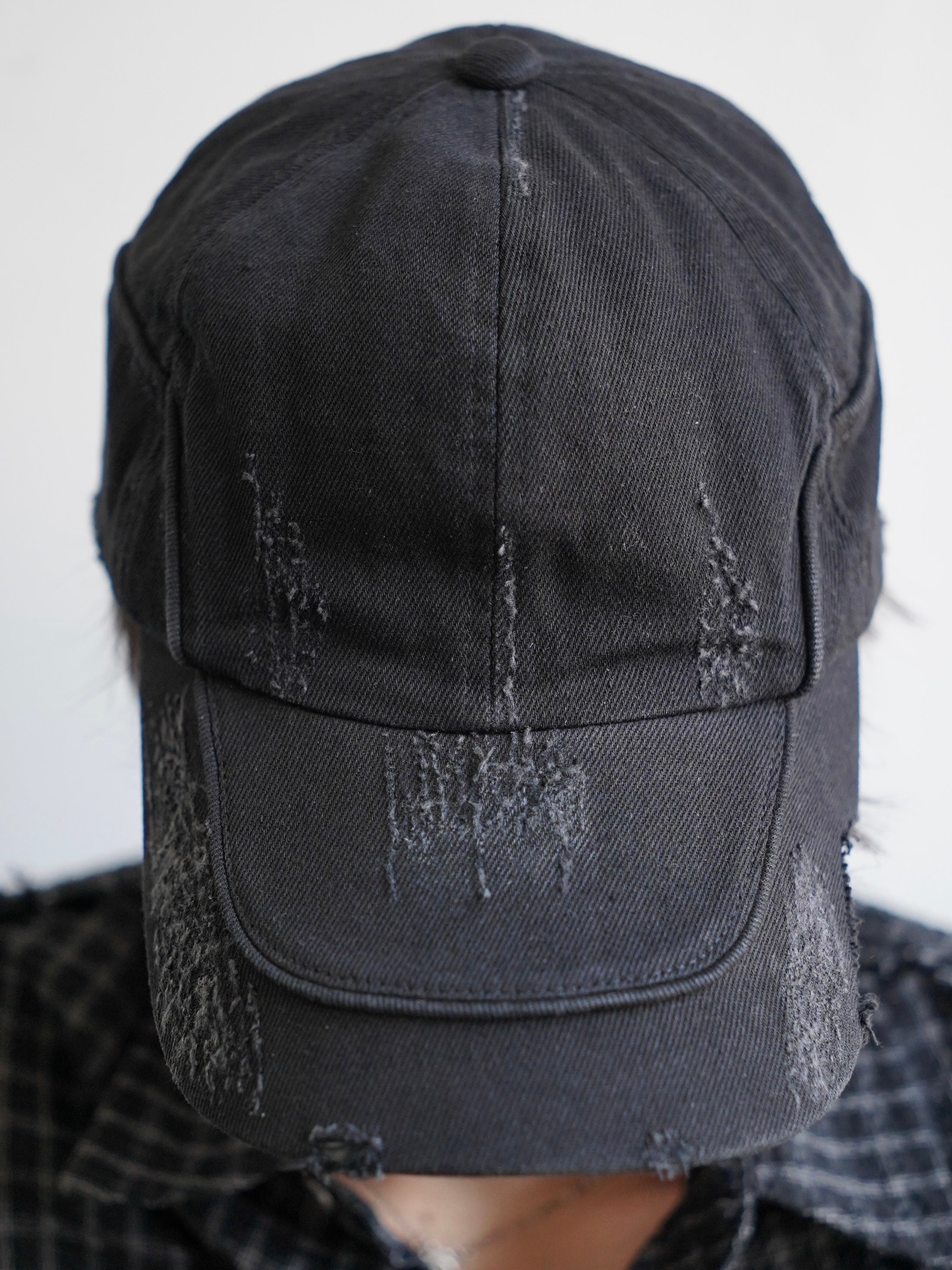 5/23 20:00発売【CHIKASHITSU PLUS HIGH】Arch washed denim cap (wash black)