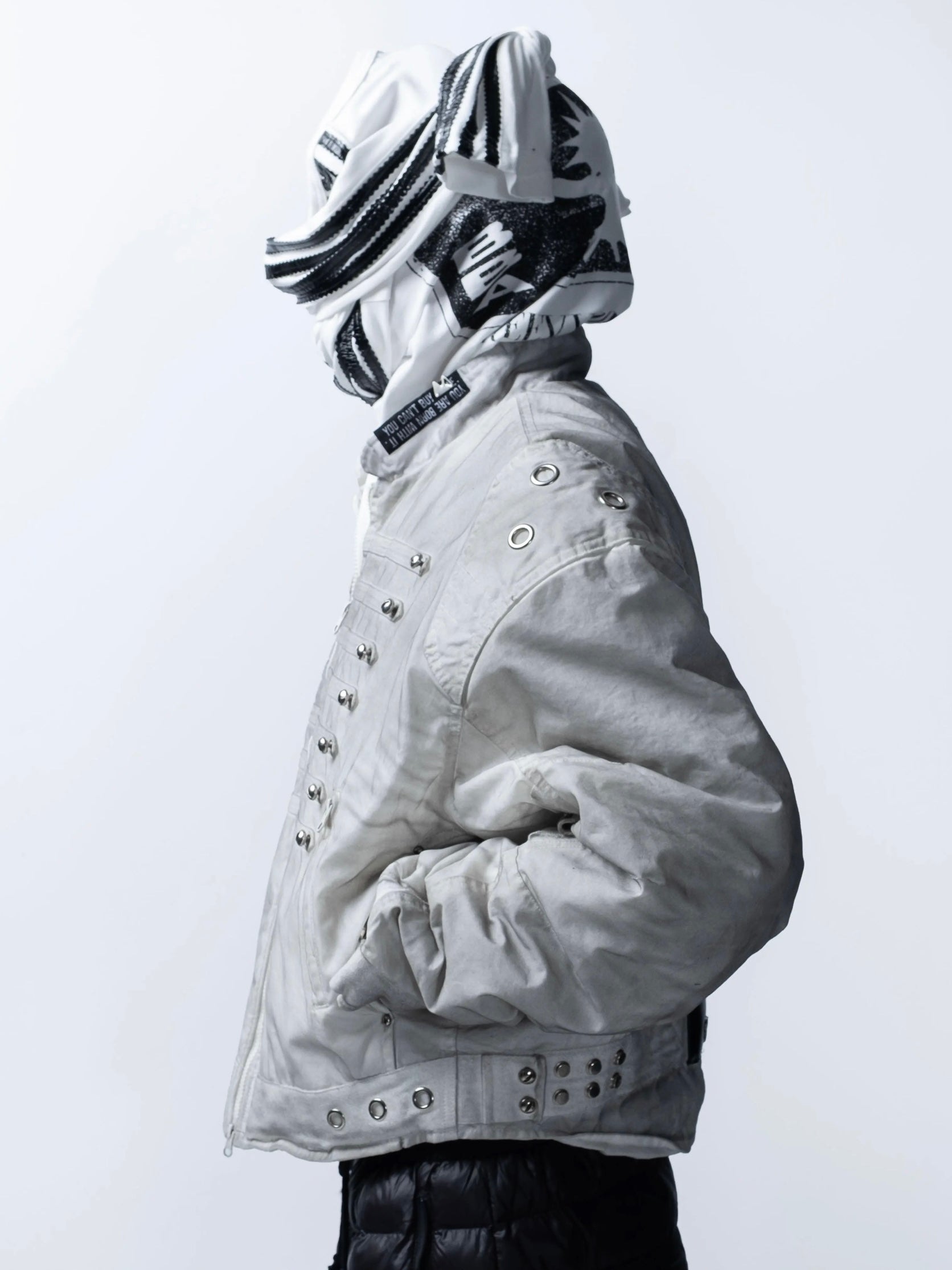 【F.V.V.O】Quilted Cropped Biker Jacket(white)