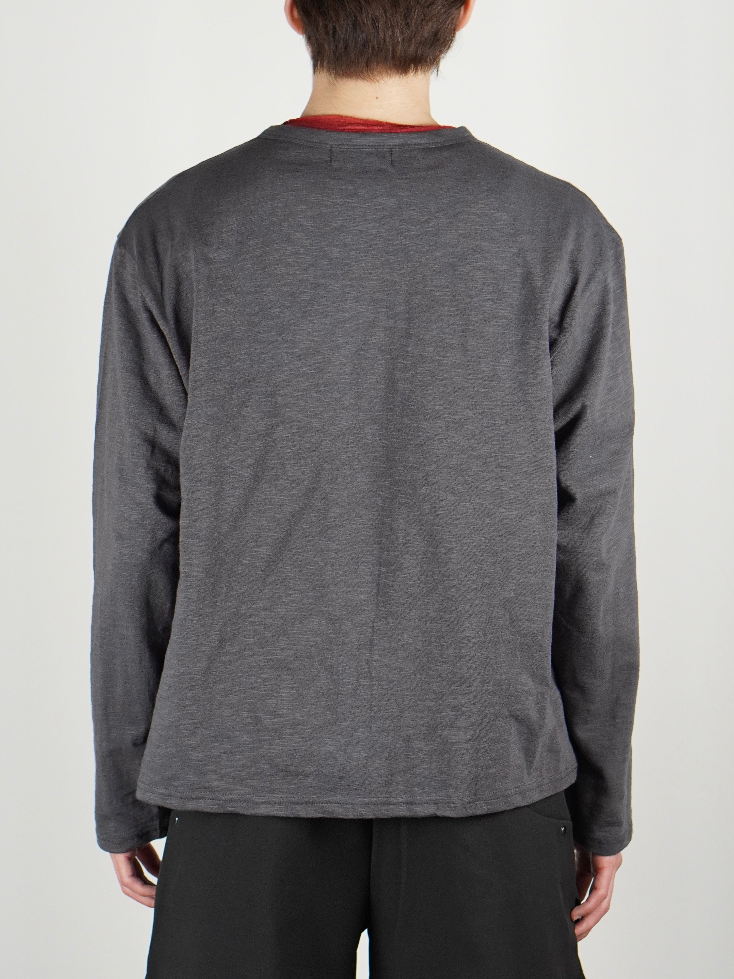 受注制【Chikashitsu +】sheer cotton henley neck long sleeve (4color)