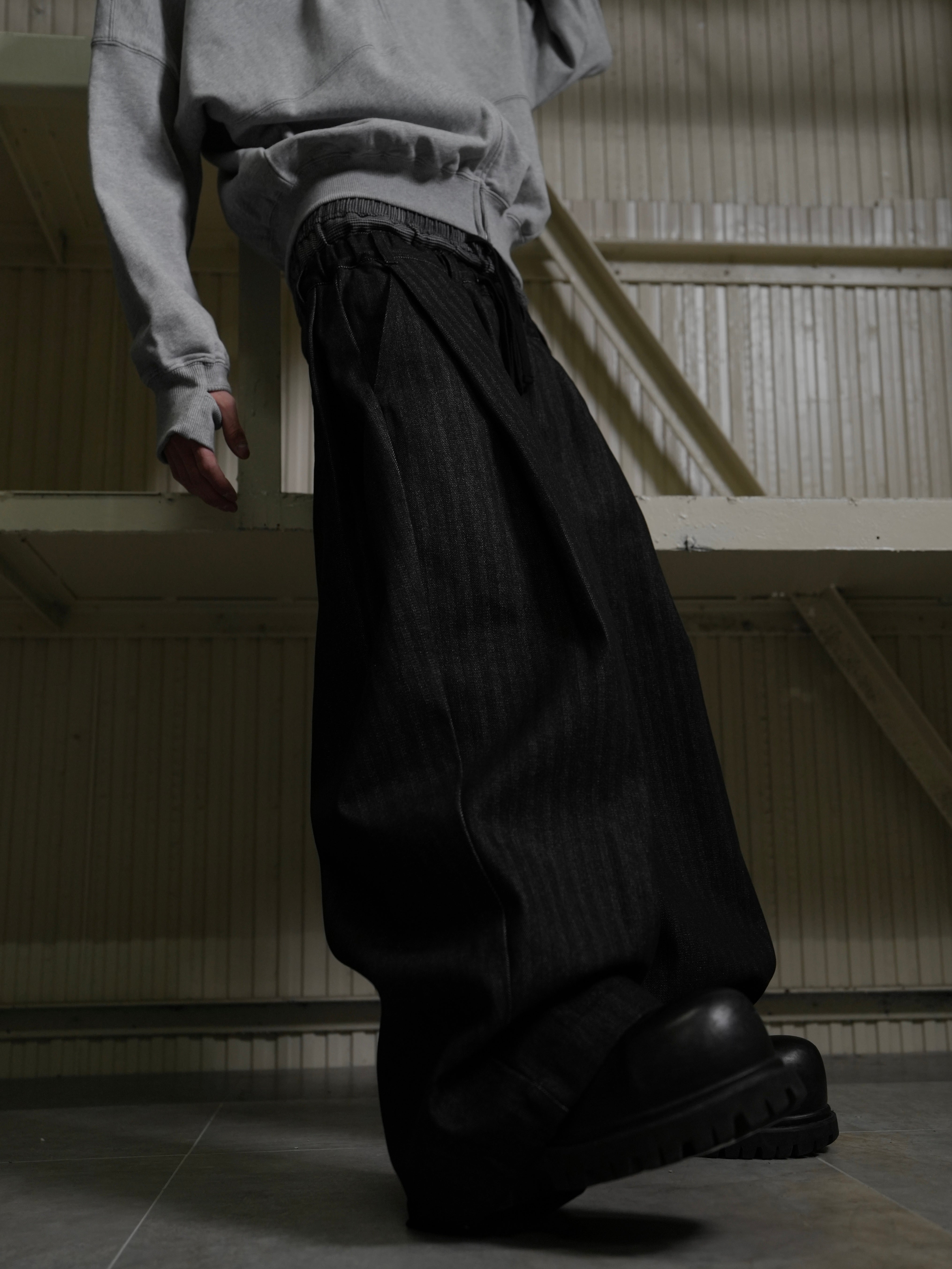 【Lee fi Ne】Herringbone Layered Baggy Jeans