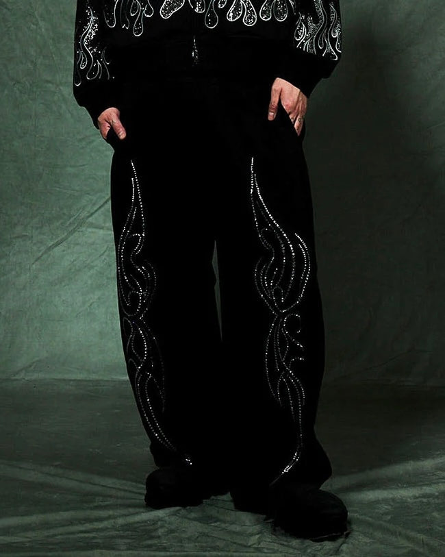 【SUPPLIER】Tribal Rhinestone Curve Sweat Pants