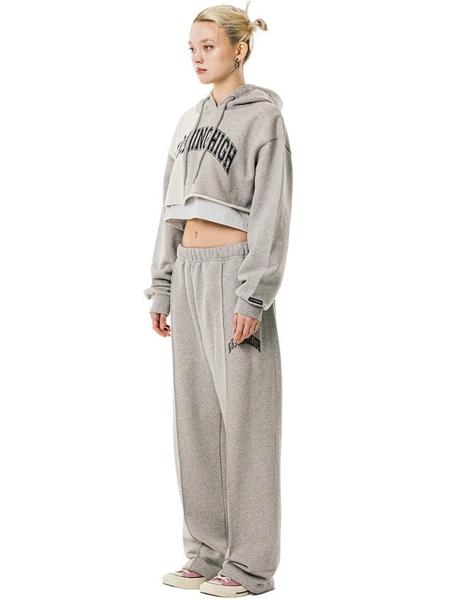 【running high】ARCH LOGO LAYERED CROP HOODIE