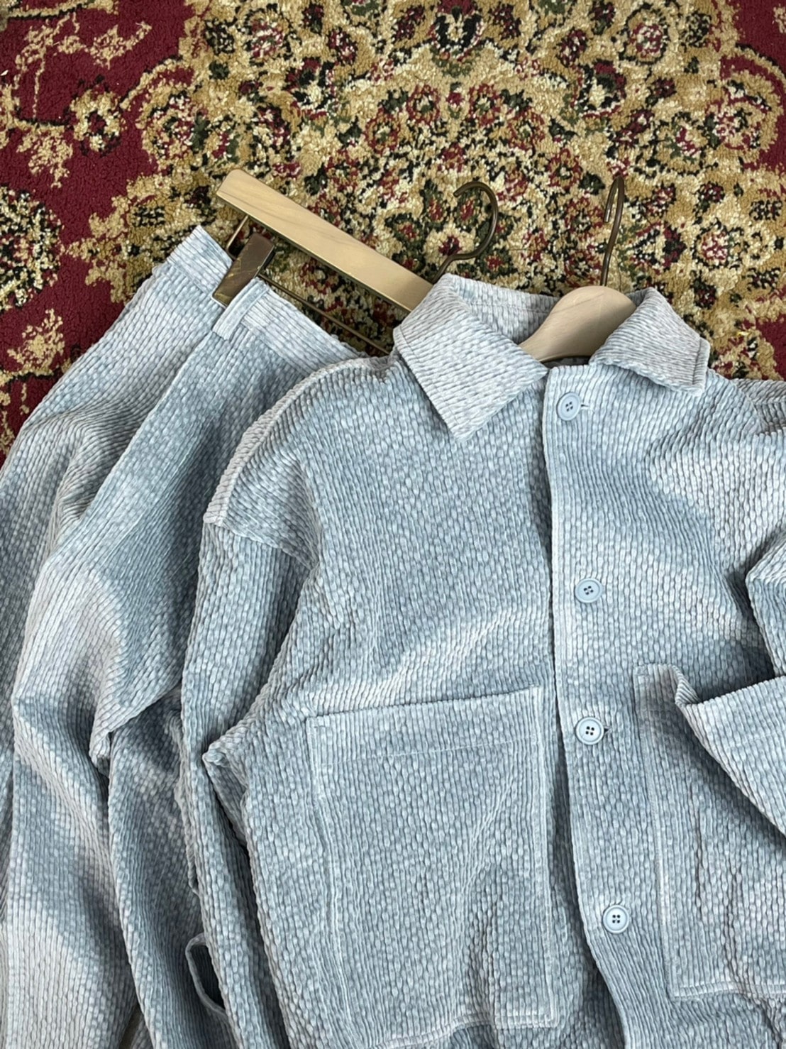 受注制【Chikashitsu +】set up design corduroy cropped jacket (3color)