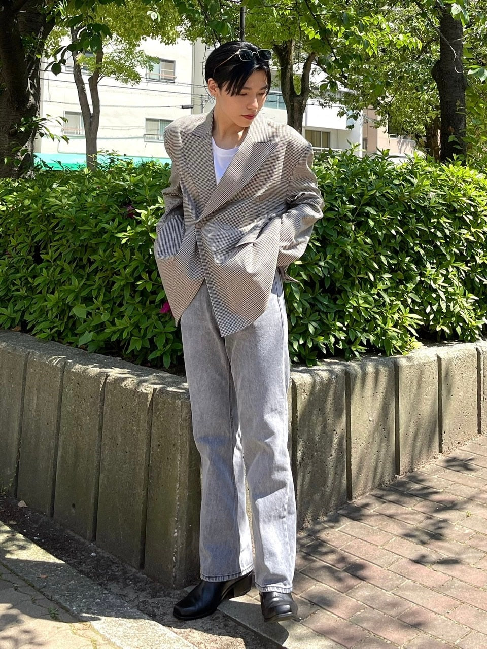 受注制【Chikashitsu +】semi wide denim pants