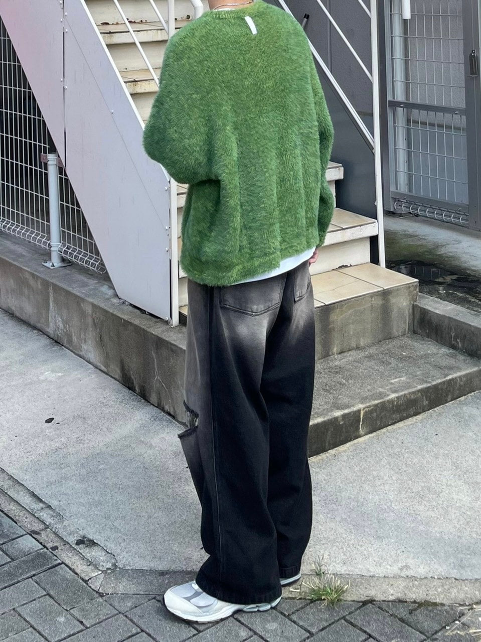 受注制【Chikashitsu +】vintage wash damage denim pants (2color)