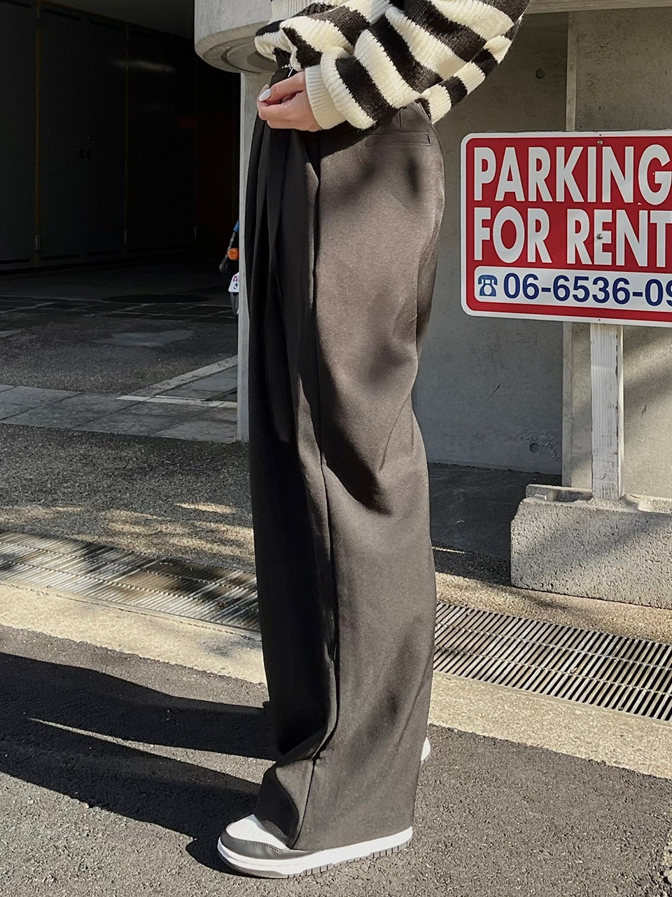 【Chikashitsu +】waist belt tuck slacks (3color)