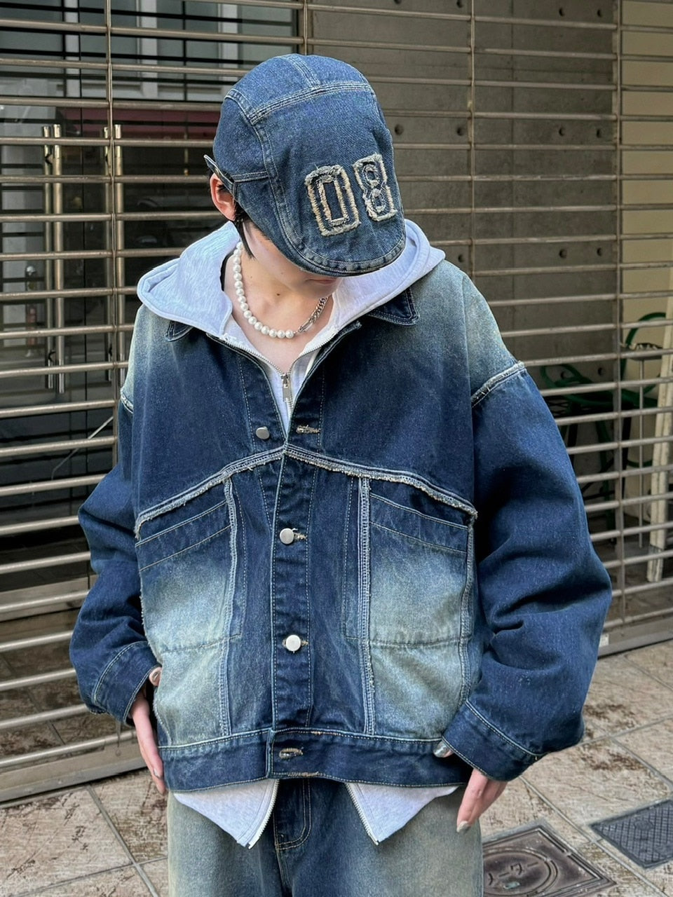 受注制【Chikashitsu +】vintage wash denim jacket (2color)